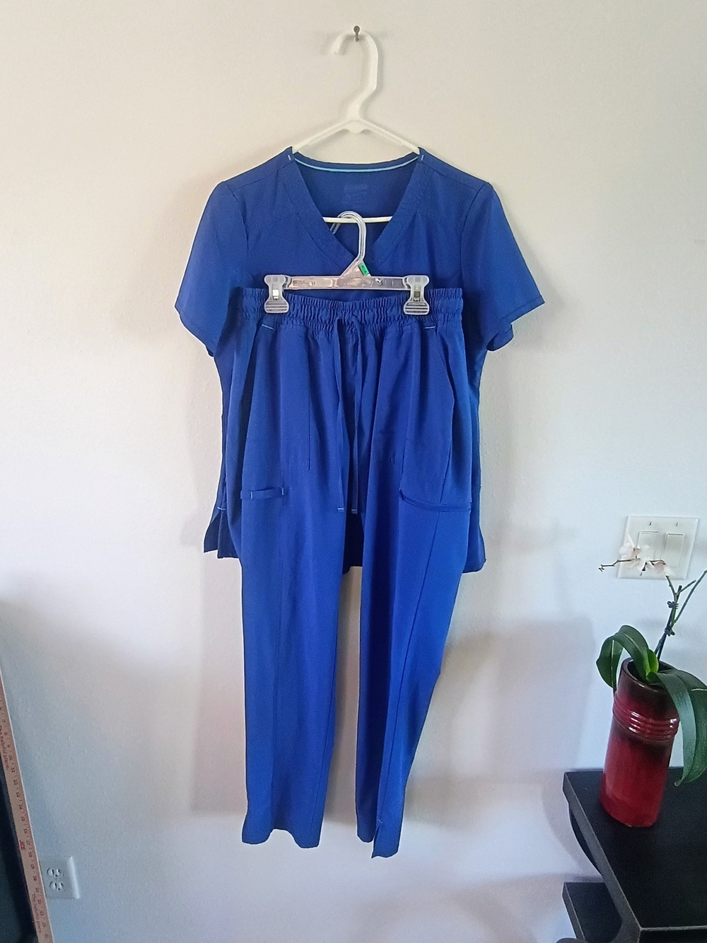 ScrubStar XS Royal Blue Scrub Set Stretch Medical Uniform Top Pants Zip Pocket